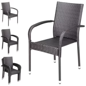 Image of Poly Rattan Stacking Chair Comfort 4Pcs Brown