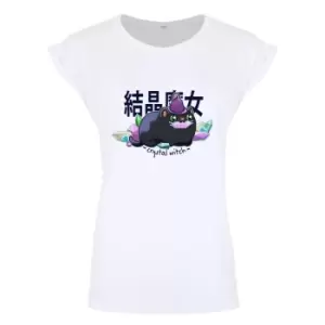 Image of Kawaii Coven Womens/Ladies Crystal Witch T-Shirt (S) (White/Black)