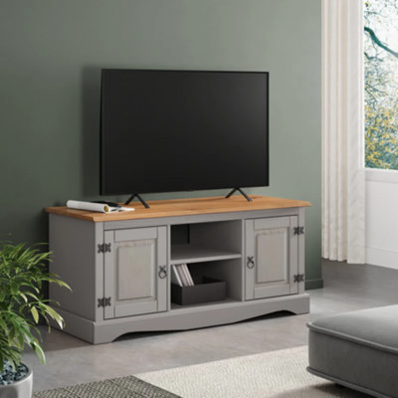 Image of MERCERS FURNITURE Mercers Furniture - Corona Grey Wax 2 Door Media tv Unit 5060335867919