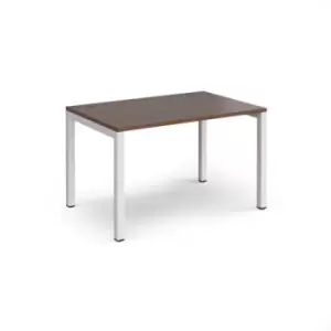 Image of Bench Desk Single Person Starter Rectangular Desk 1200mm Walnut Tops With White Frames 1600mm Depth Connex