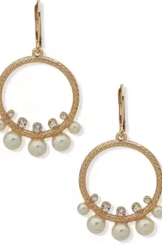 Image of Ladies Anne Klein Jewellery PE CIRCLE LEVBAK DROP-GLD/CRY/PRL Earrings 01G00448