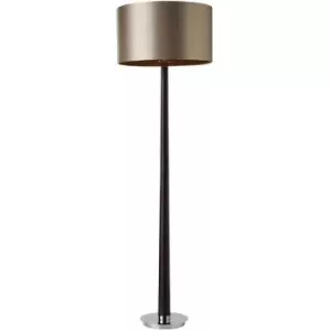 Image of Floor Lamp Light Dark Wood & Mink Fabric 60W B22 GLS Base & Shade