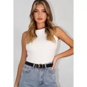 Image of Missguided Double Ring Croc Hip Belt - Black