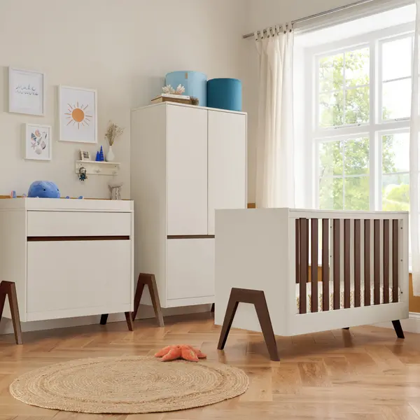Image of Tutti Bambini Fuori Mini 3 Piece Nursery Furniture Set White Sand
