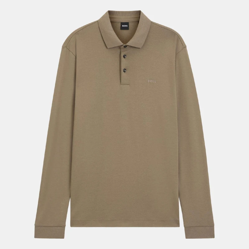 Image of Boss Pado 30 Long Sleeve Polo Shirt Brown male XL