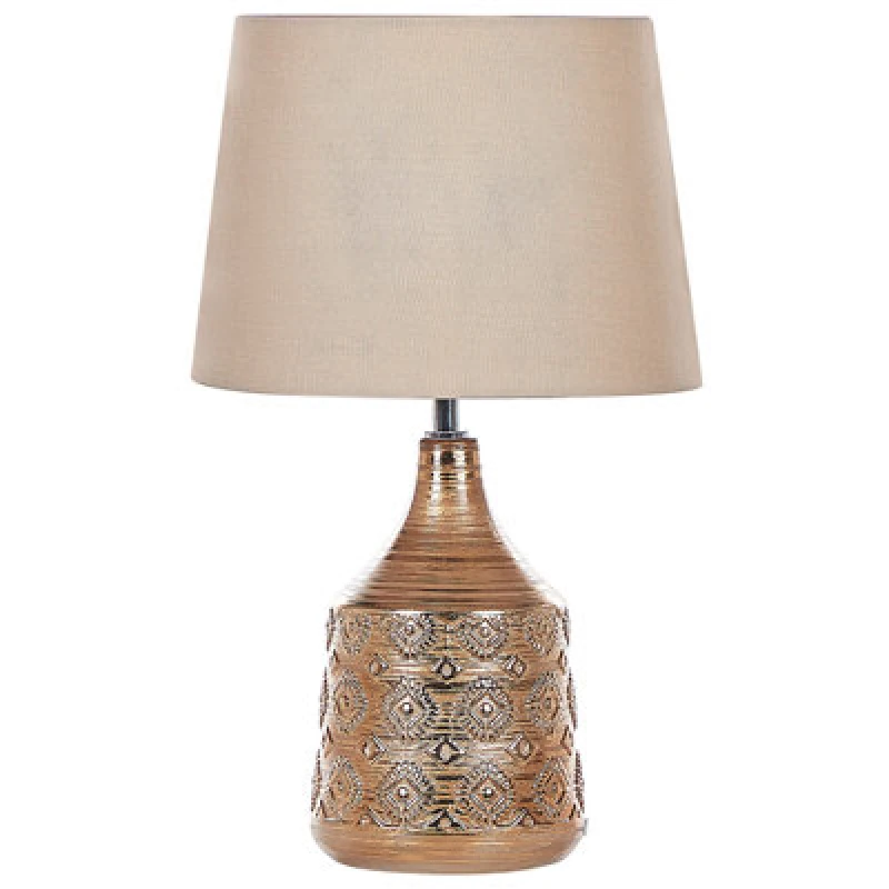 Image of Beliani Table Lamp Wari Ceramic Golden Brown