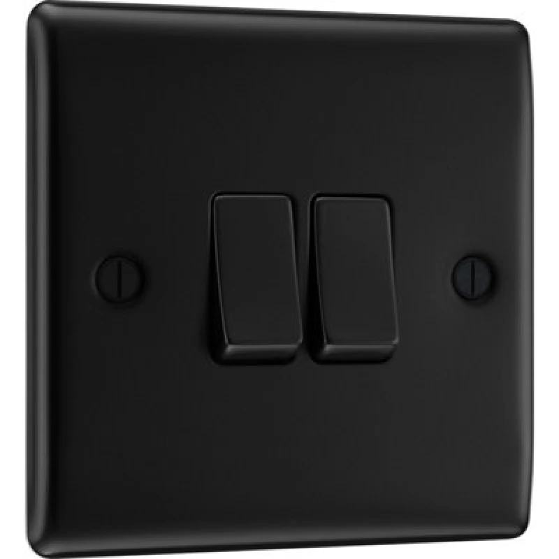 Image of British General Bg Nexus Metal 20A Double Wall Light Switch, 2 Way, Matt Black
