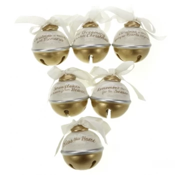 Image of Ceramic White Gold Hanging Bells Set of 6
