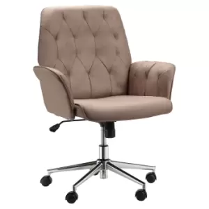 Image of Vinsetto Micro Fibre Office Chair Mid Back Computer Desk Chair with Adjustable Seat, Arm, Brown