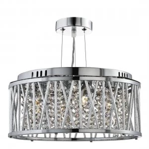 Image of 3 Light Ceiling Pendant Chrome with Crystals, G9