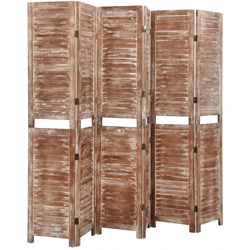 Image of VIDAXL 6-Panel Room Divider Brown 210x165cm Solid Wood Paulownia Vidaxl 8720286655184