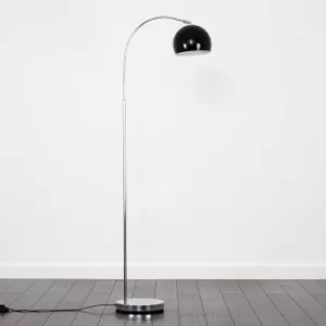 Image of Curva Floor Lamp in Chrome with Black Shade