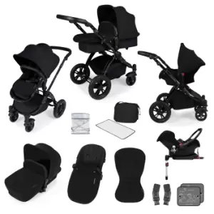 Image of ickle bubba Stomp V3 Black All-in-One Travel System With ISOFIX Base - Black / Black