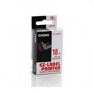 Image of Casio XR-18WER Red on White Tape
