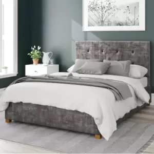 Image of Presley Distressed Velvet Ottoman Bed Frame Slate (Grey)