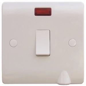 Image of ESR Sline 20A White 1G Double Pole 230V Electric Wall Plate Switch With Neon and Flex Outlet