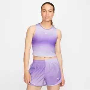Image of Nike Dri-FIT Swoosh Womens Printed Cropped Tank Top - Purple