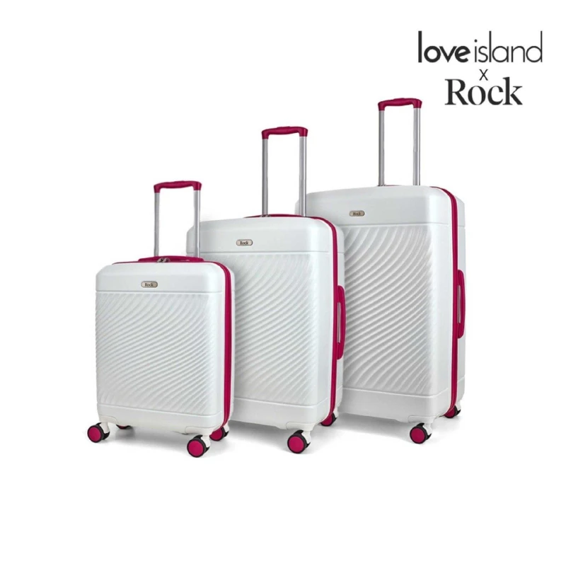 Image of Rock Rock Love Island Large Suitcase White/Pink - Rock - Size: Large White/Pink Large UH37404