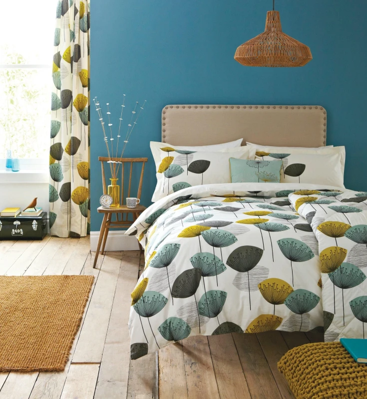 Image of Sanderson Sanderson 'Dandelion Clocks' Cotton Duvet Cover Set in Aqua Size: King Aqua King Unisex 5016709698467