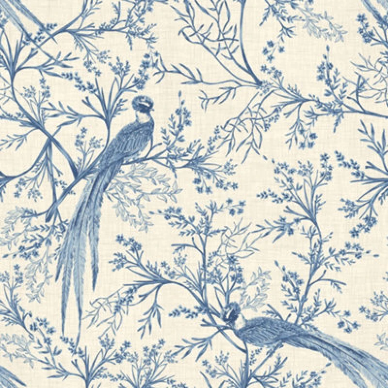 Image of Hoopla Walls Bird Toile - Dark Denim 10M Wallpaper