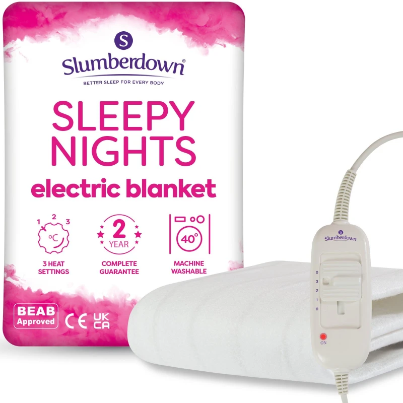 Image of Slumberdown Slumberdown Small Single Bed Sleepy Nights Electric Blanket in White White Single Unisex 5012924075595