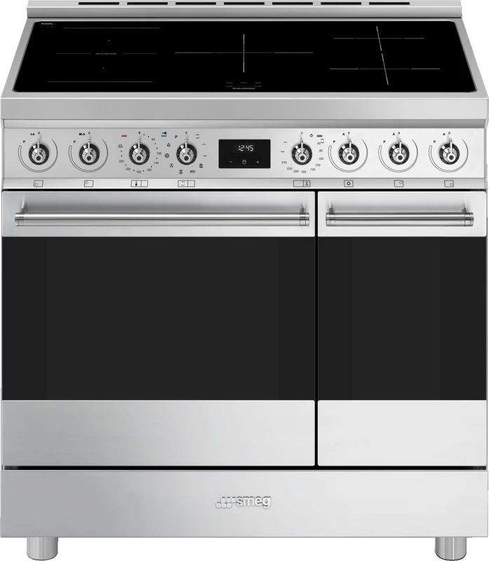 Image of Smeg Symphony C92IPX2 90cm wide Electric Range Cooker with Induction Hob and Pyrolytic Cleaning - Stainless Steel - A/A Rated