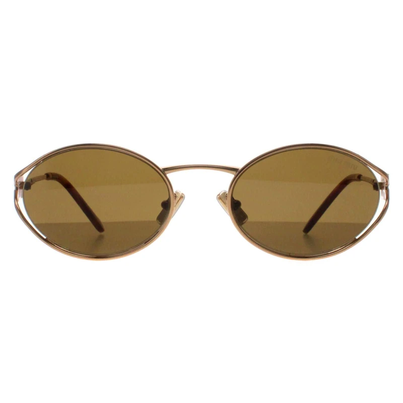Image of Miu Miu Miu Miu Women Oval Brass Gold Dark Brown MU52YS Gold One Size Female 8056597886932
