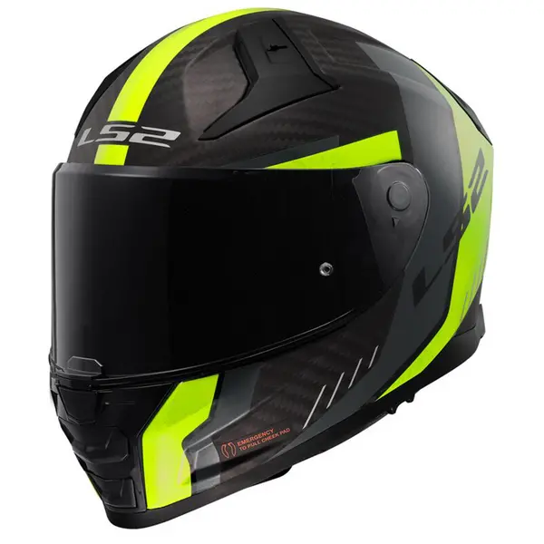 Image of LS2 FF811 Vector II Carbon Grid Matt Black H-V Yellow Full Face Helmet Size 2XL