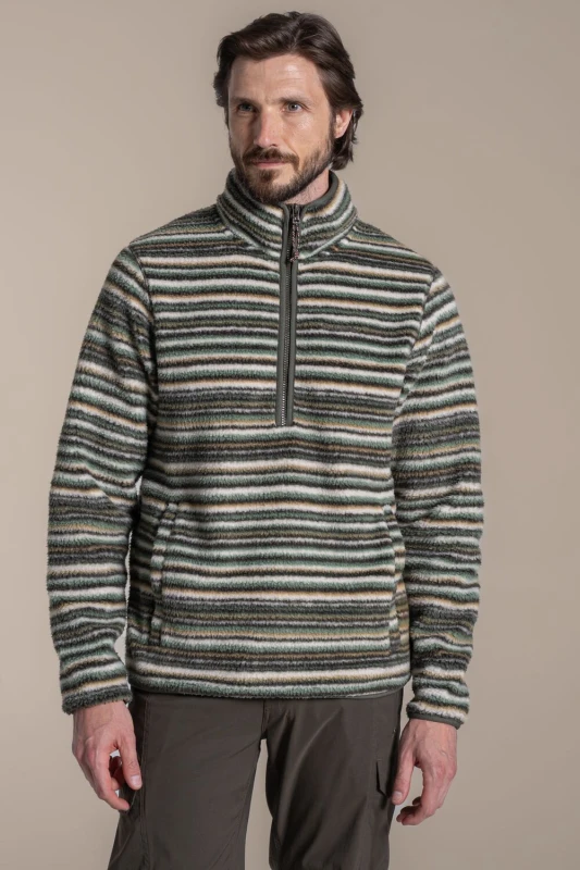 Image of Craghoppers Craghoppers Men Tatton Borg Half-Zip Insulating Active Fleece in Green Size: Medium Green M Male 5063260130639