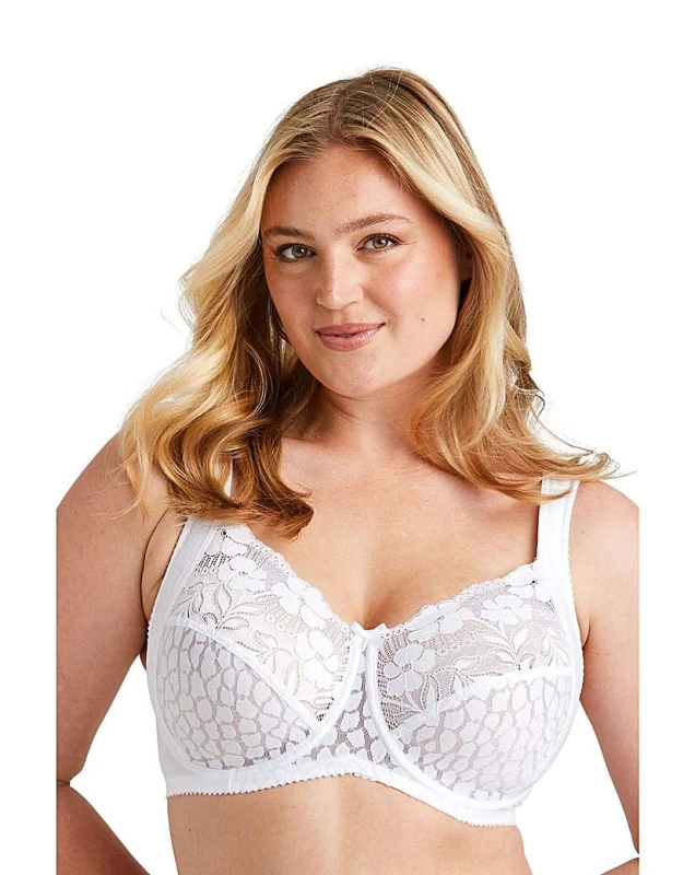 Image of Miss Mary of Sweden Miss Mary Jacquard & Lace Bra White - Miss Mary of Sweden - Size: 42DD White Female 42DD RF27929
