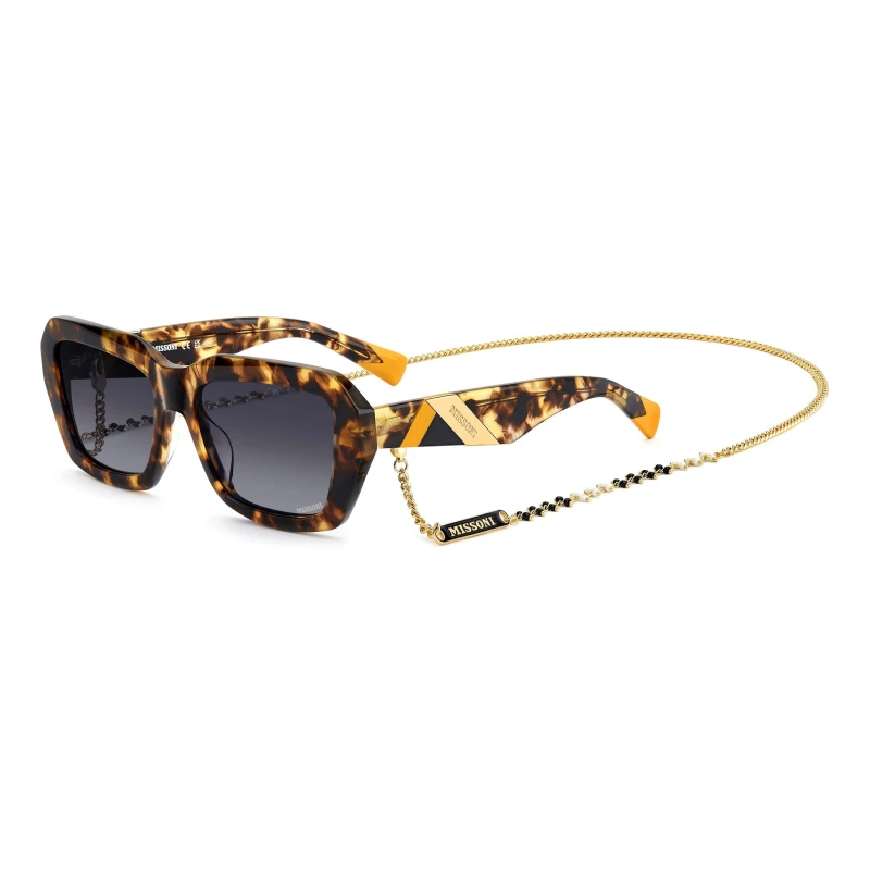 Image of Missoni Womens Rectangular Round Sunglasses Gold Havana female 55 cm
