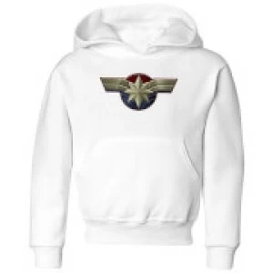 Image of Captain Marvel Chest Emblem Kids Hoodie - White - 3-4 Years