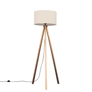 Image of Barbro Painted Copper Tripod Floor Lamp With XL Mink Shade