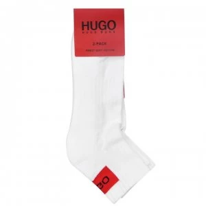 Image of Hugo Boss 2 Pack Logo Ankle Socks White Size 39-42