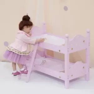 Image of Pink Doll Bunk Bed 18" Dolls Wooden Furniture Bedroom Toy Role Play TD-0095AP - Purple/Gold