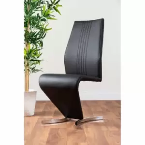 Image of Furniture Box 2 x Willow Black Faux Leather Chrome Leg Dining Chairs