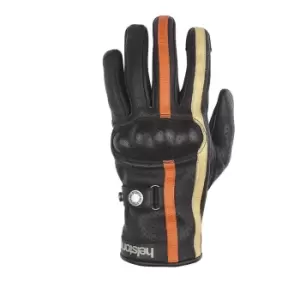 Image of Helstons Eagle Air Summer Leather Black Orange Beige Gloves T10