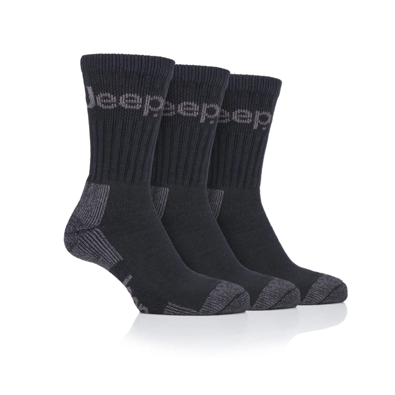 Image of Jeep 3 Pair Luxury Terrain Boot Socks Black