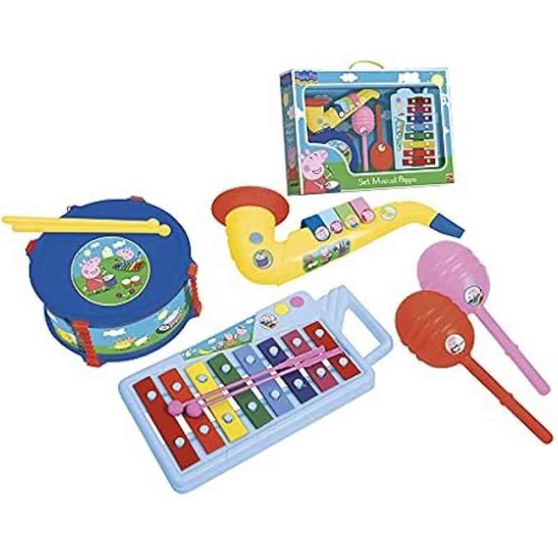 Image of Peppa Pig 8 Notes Xilophone With Sticks. Drum With Sticks. Saxophone. Maracas 2324