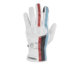 Image of Helstons Eagle Air Summer Leather White Blue Black Red Gloves T12