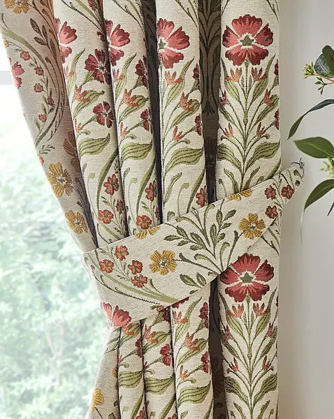 Image of JD Williams Vermont Chenille Jacquard Tiebacks Cream/Terracotta MN06802