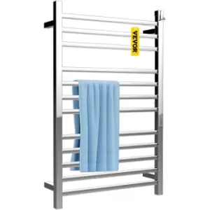 Image of VEVOR Heated Towel Rack, 12 Bars Design, Mirror Polished Stainless Steel Electric Towel Warmer with Built-In Timer, Wall-Mounted for Bathroom,