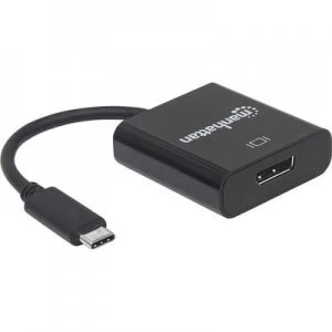 Image of Manhattan DisplayPort / USB Adapter [1x USB 3.2 2nd Gen connector C (USB 3.1) - 1x DisplayPort socket] Black Colour-coded, Flexible, Metal foild shiel