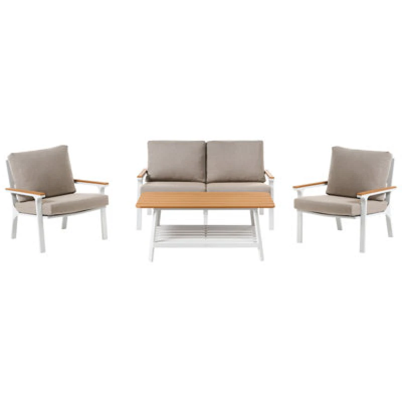 Image of Beliani Garden Lounge Set With Table 4 Seater Orero Taupe