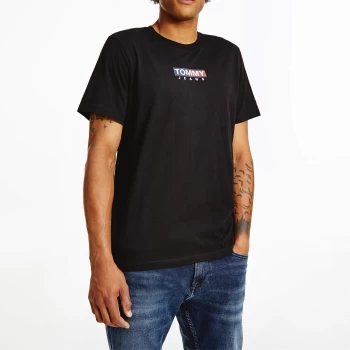 Image of Tommy Jeans Mens Entry Print T-Shirt - Black - L