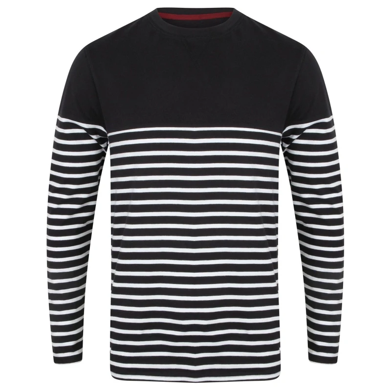 Image of Front Row Mens Long Sleeve Breton Stripe T-Shirt in Navy Size: XS Navy Male XS