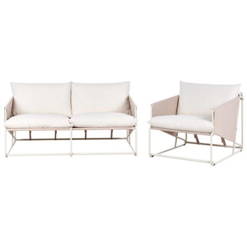 Image of Beliani Garden Sofa Set 3 Seater Ponte Metal Taupe