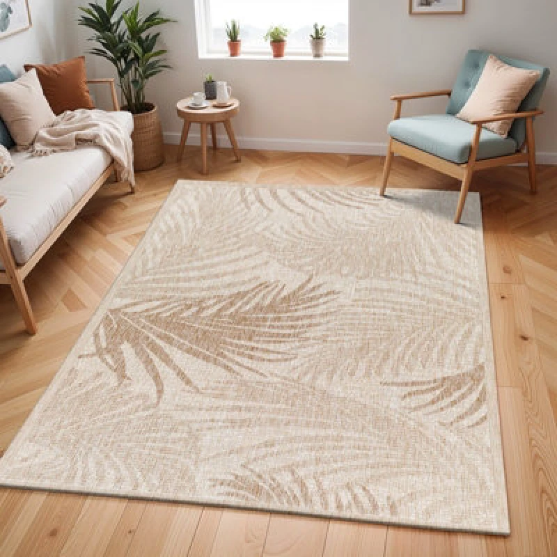 Image of Livabliss In- & Outdoor Coastal Jute-Look Brown Vanessa Area Rug 200 X 275cm - Easy To Clean, Perfect For Balcony, Kitchen Or Dining Room