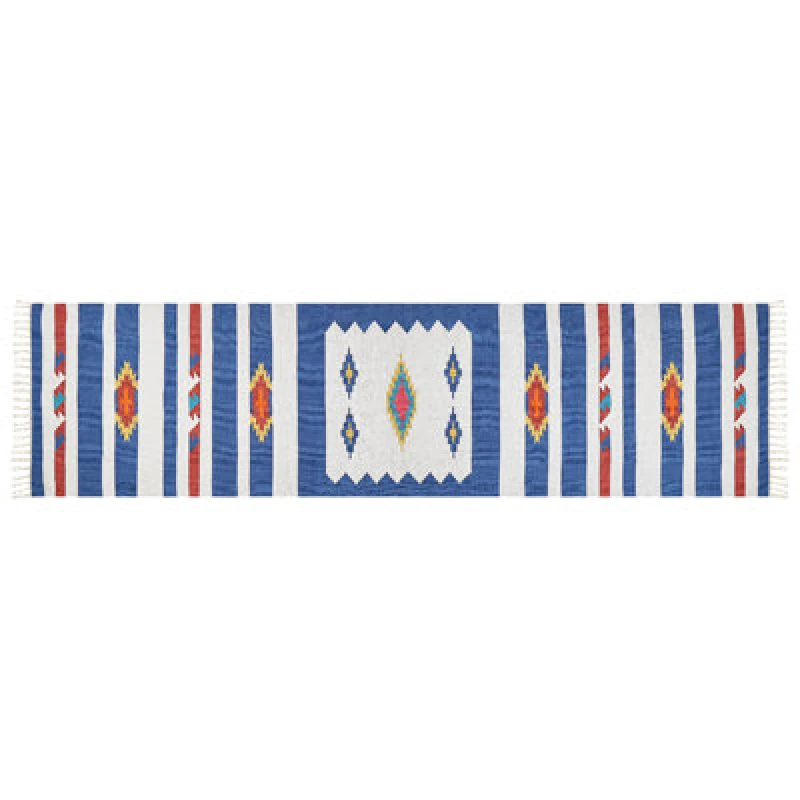 Image of Beliani Rug Varser Multicolour 80 X 300 Cm Cotton Kilim