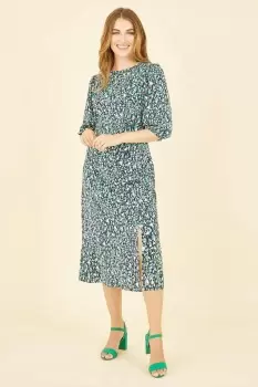 Image of Green Abstract Animal Print Midi Dress